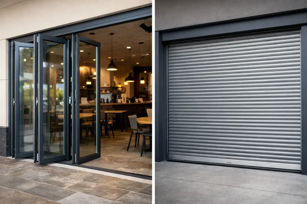 Slide Fold Doors Versus Shutters for Businesses